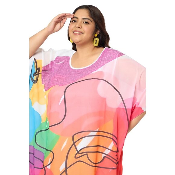 Gypsie Blu Women Georgette Kaftan Dress Long Kimono Maxi Dresses for Casual Wear - Picture 4 of 8